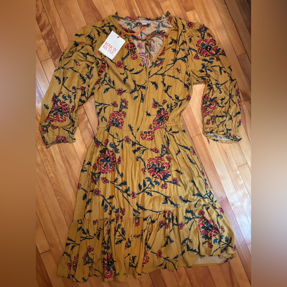 Knox Rose Mustard Floral Long Sleeve Dress